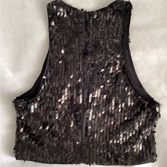 H&M Black Sequin Crop Top, Size S - Picture 6 of 6